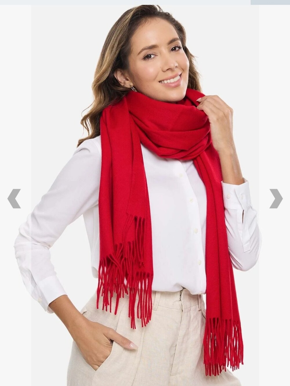 Oversized Cashmer Red Fringe Scarf -